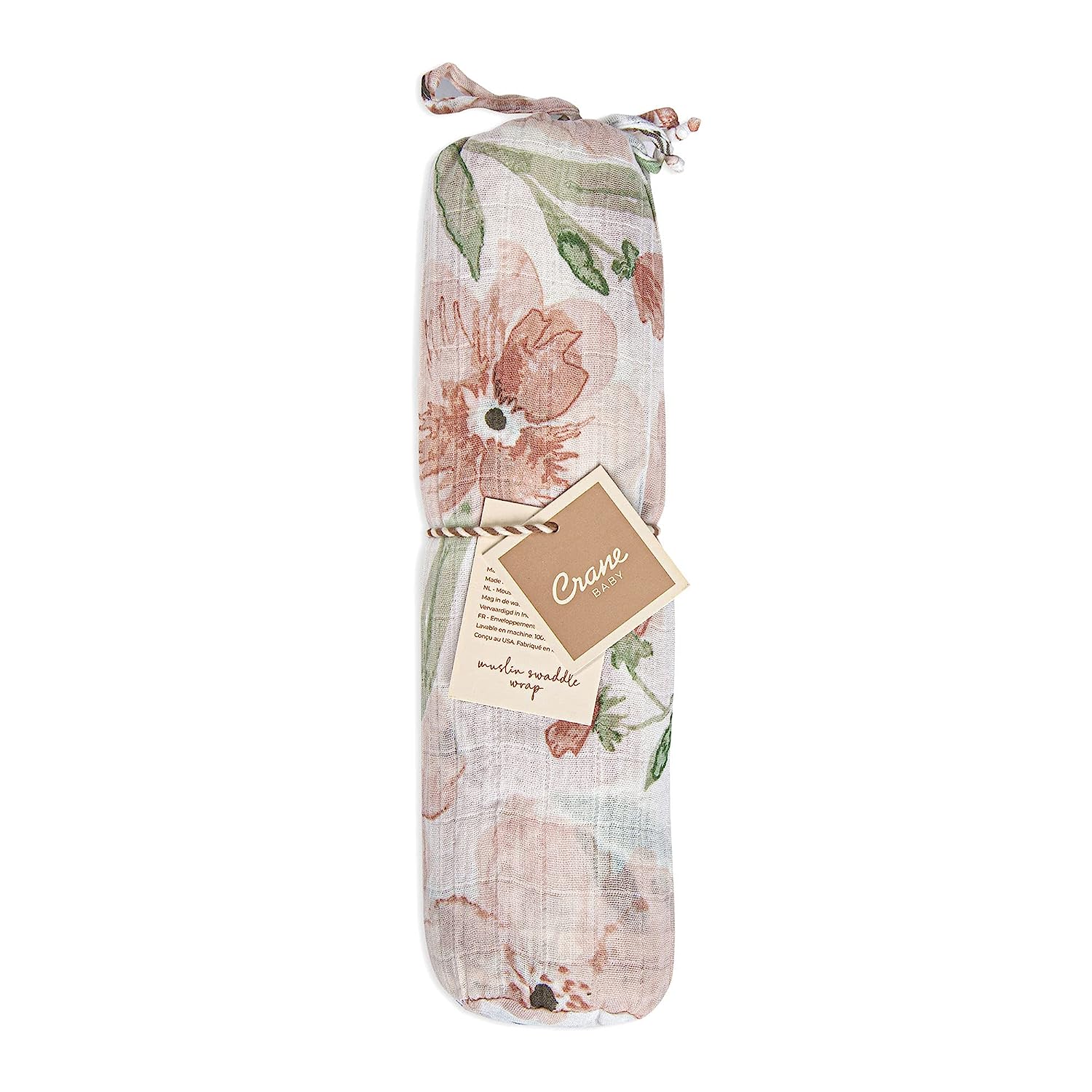 Crane Baby Soft Muslin Swaddle Blanket, Soft Swaddle Wrap for Boys and Girls, Floral, 47" x 47" - Image 3